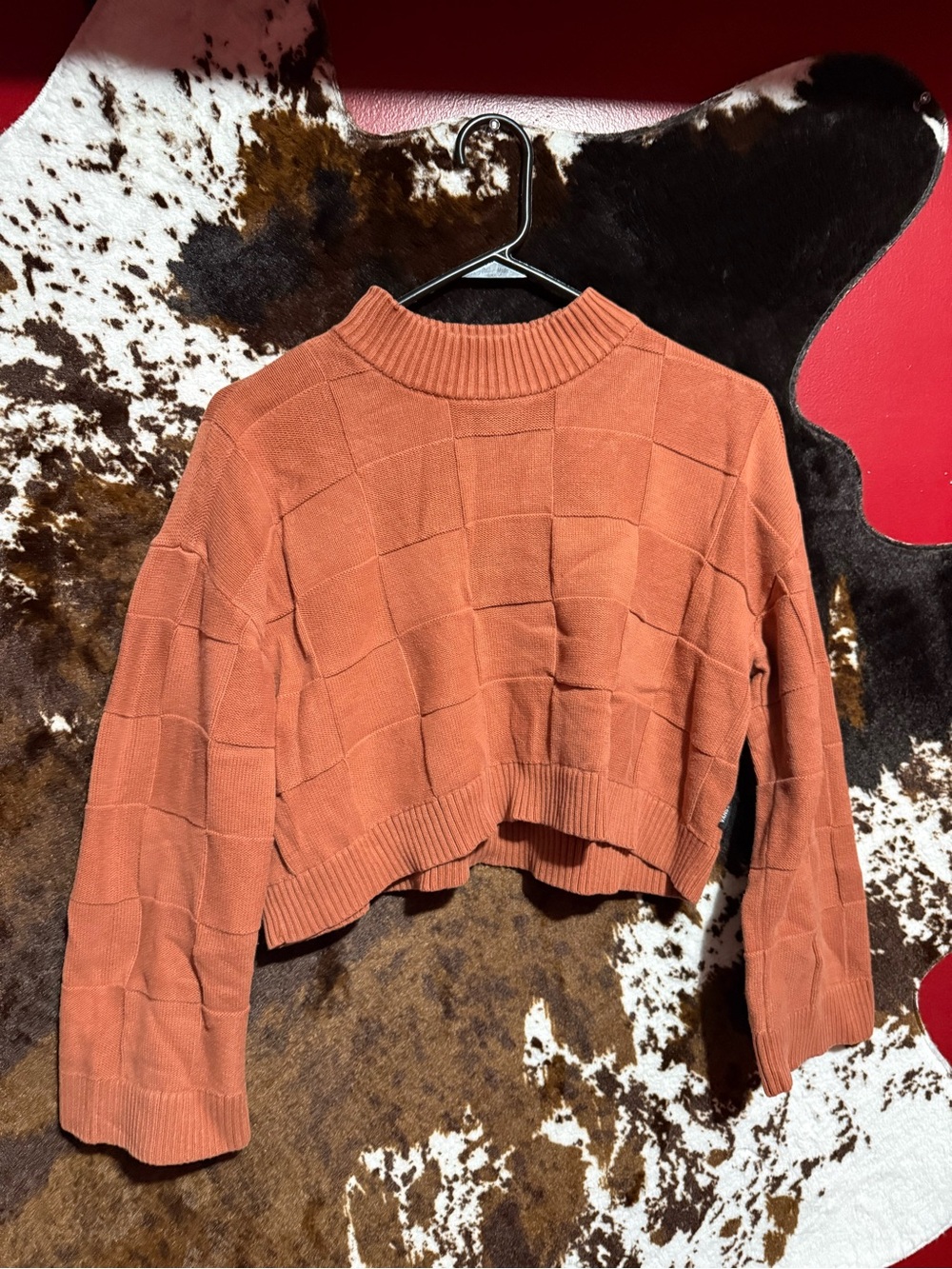 Vans Rust Orange Cropped Knit Sweatshirt